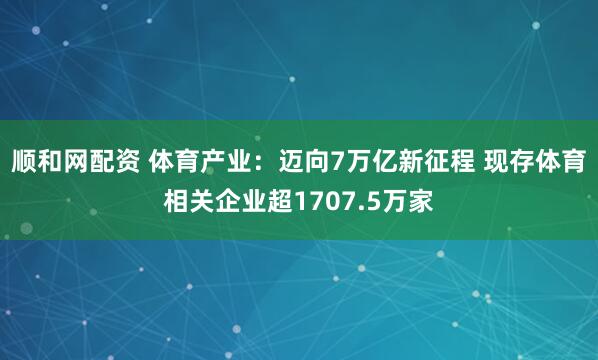 顺和网配资 体育产业:迈向7万亿新征程 现存体育相关企业超1707.5万家